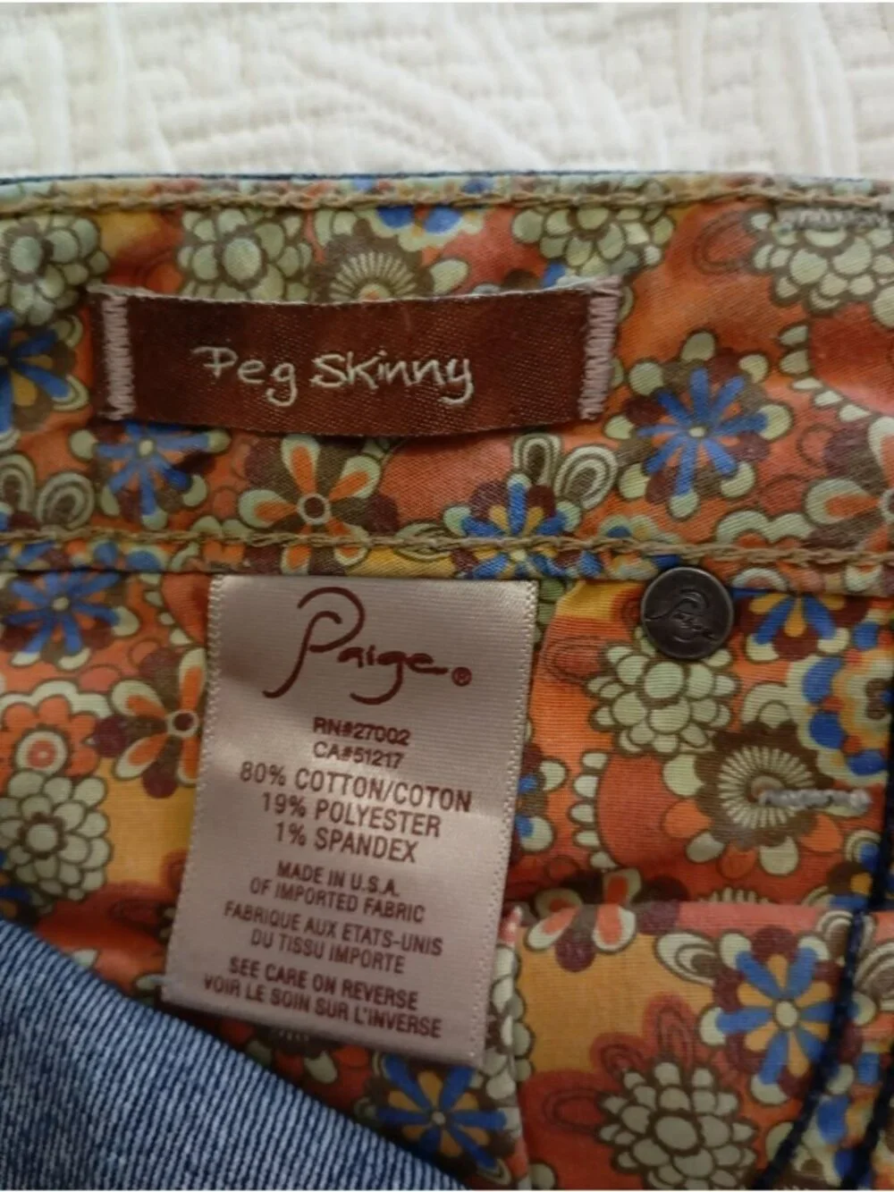 Paige Peg Skinny Jeans Size 27 Womens Dark Wash Stretch Denim USA